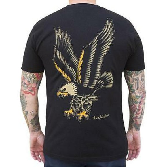 Rick Walters Other - Eagle Tattoo Art by Rick Walters Black Tee S-2XL